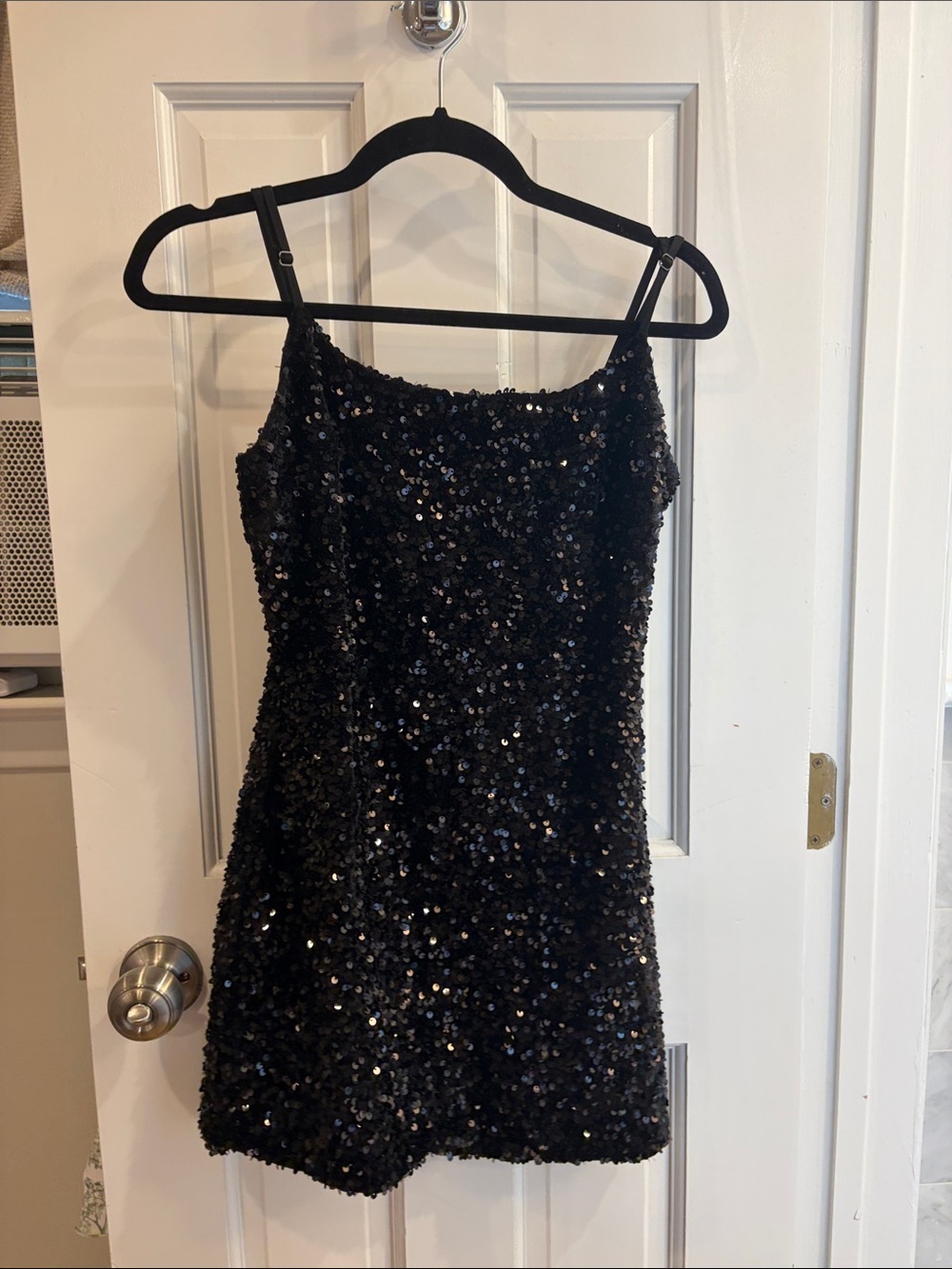 Nordstrom Black Sequin Spaghetti Strap Mini Dress